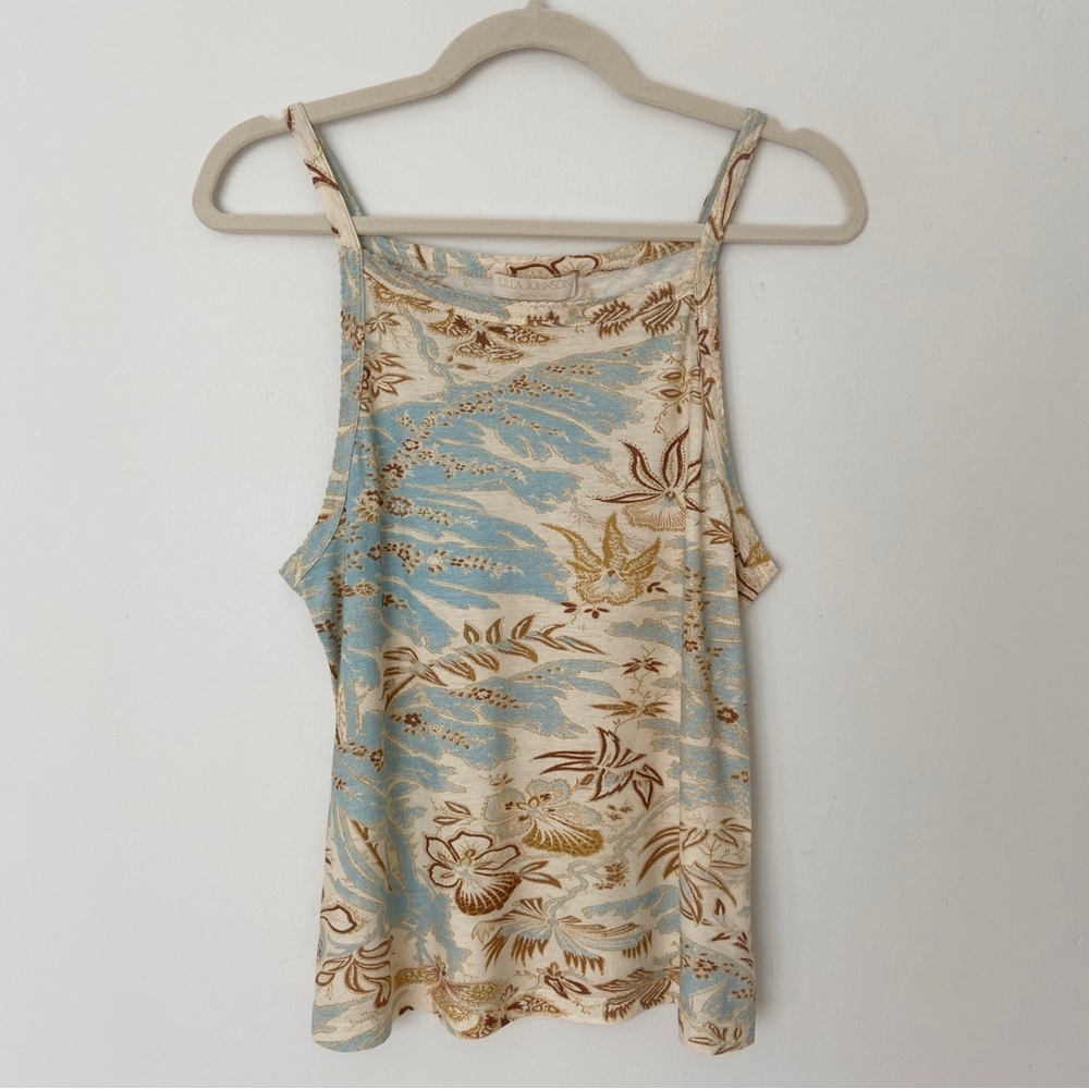 Ulla Johnson Blue and Cream Floral 100% Cotton Camisole
